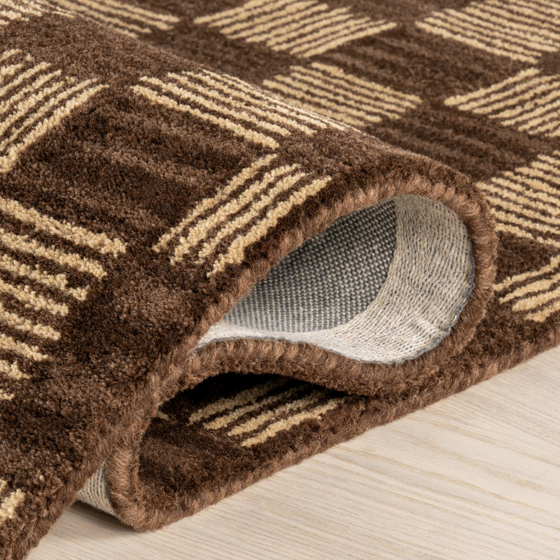 Tapis en laine à carreaux Quince, Rectangle de 5 pi x 8 pi