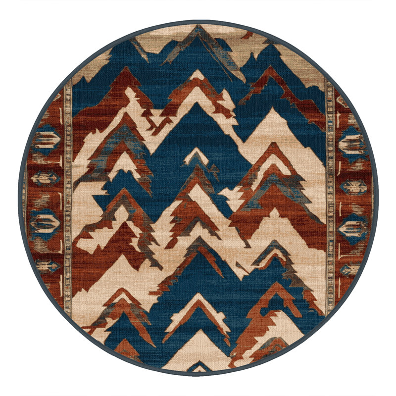 Tapis persan noir lavable à la machine, Rond 6 pi