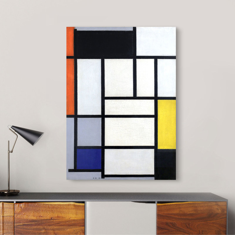 Composition With Red, Black, Yellow, Blue And Grey by Piet Mondrian - Wrapped Canvas Painting, 120cm H x 90cm W x 4cm D
