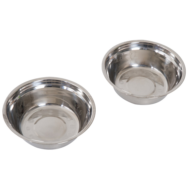 White Elevated Wooden Pet Feeding Station with Stainless Steel Bowls