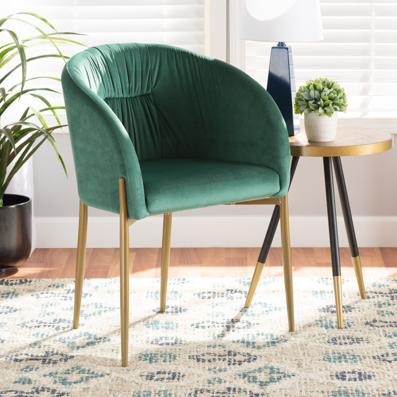 Chaise de salle à manger Konda Studio, Polyester vert / mélange de polyester