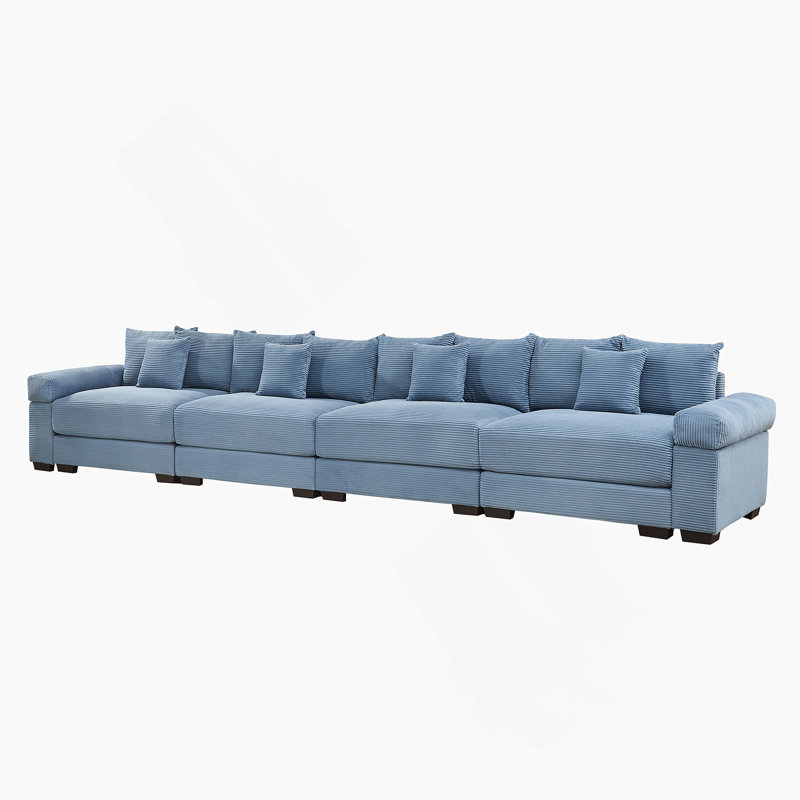 Canapé modulaire surdimensionné de 170 po Cloud, Velours côtelé bleu