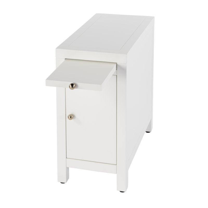 Table de bout avec rangement Celine, Blanc lisse