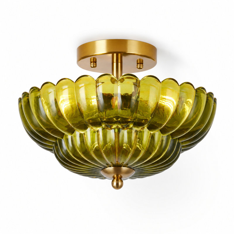 Plafonnier semi-encastré 3 lumières en fer avec abat-jour en verre pour le couloir, la cuisine, le salon et la chambre à coucher