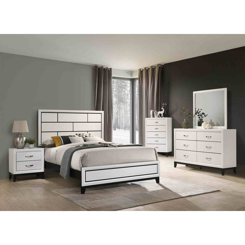 Mobilier de chambre à coucher deux tiroirs deux pièces, Blanc