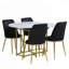 Ensemble de salle à manger extensible 5 pièces avec plateau en faux marbre et chaises rembourrées, conception pliable compacte pour petits espaces