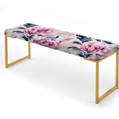 Botanical Upholstered Gold Bench