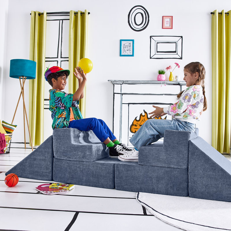 Yourigami Folding Convertible Kids and Toddler Play Gym, 5 Pieces, Blue Lagoon