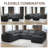 125" 7-Seater Oversized Modular Chenille Sectional Sofa, Reversible L-shape Design With Movable Ottoman-1794464434