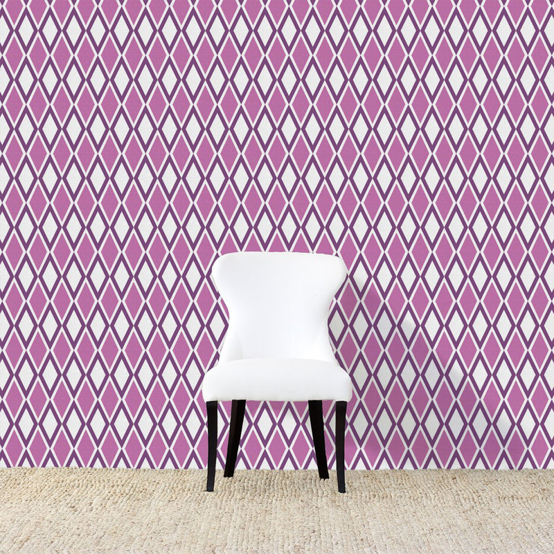 Kuba Geometric Wallpaper, Purple/White