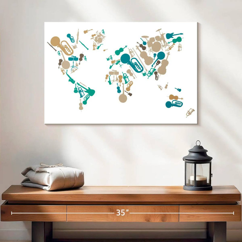 Abarca Musical World Map, 16" H x 24" W
