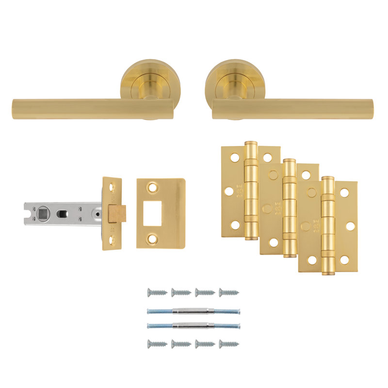 Faro Door Handle, Satin Brass