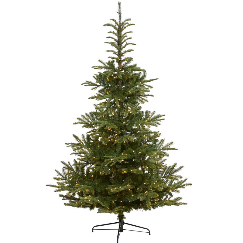 Arbre de Noël artificiel épinette vert 6 pi avec 350 lumières claires / blanches Washington, H 7,5 pi