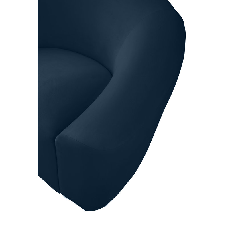 Canapé courbé Alaw, Velours marine, H 29,5 po x l 71 po x P 35,5 po
