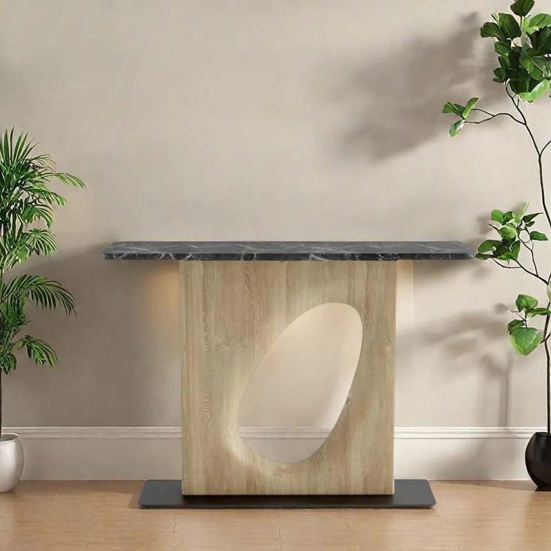 Table d'entrée moderne en bois massif minimaliste, Naturel, H 31,5 po x l 39,4 po x P 13,8 po