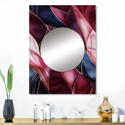 Rikwin Radiant Glamour bourgogne foncé - grand miroir mural en marbre, miroir abstrait unique, impression d'art en métal