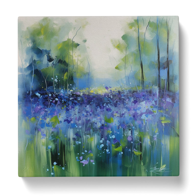 Bluebell Field Gestural Art No.4 - Print, 35cm H x 35cm W x 3cm D