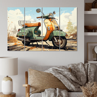 Scooter rétro électrique sur toile, 4 pièces
