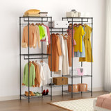 Portable Closet Wardrobe, Clothes Rack with Adjustable Shelves, Hanging Rails & Hooks
