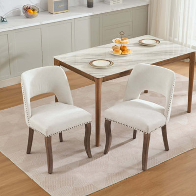 Wooden Dining Chairs Set Of 2, Modern Fabric Upholstered Dining Room Chair Kitchen Chairs, Farmhouse Dinner Chair For Kitchen Dining Room