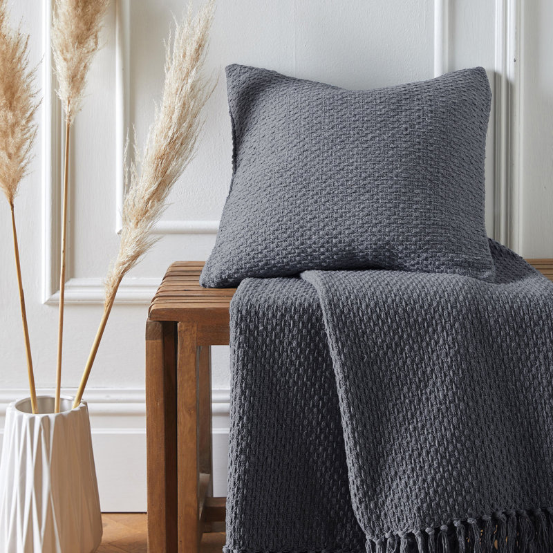 Rosbel Square Throw Cushion Cover, Charcoal