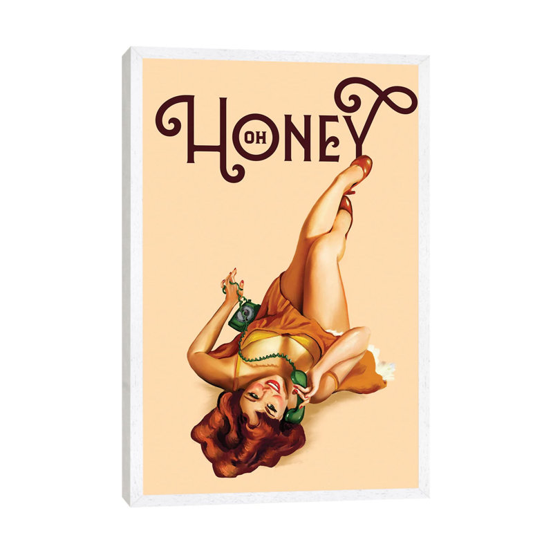 Oh Honey Telephone Ginger by The Whiskey Ginger - Wrapped Canvas Gallery-Wrapped Canvas Giclée, White Framed