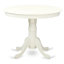 L'ensemble de 3 tables de salle à manger modernes comprend une table de cuisine ronde avec piédestal et 2 chaises de salle à manger Parsons en tissu gris, lin blanc-1799340583-1799340582-1847808057