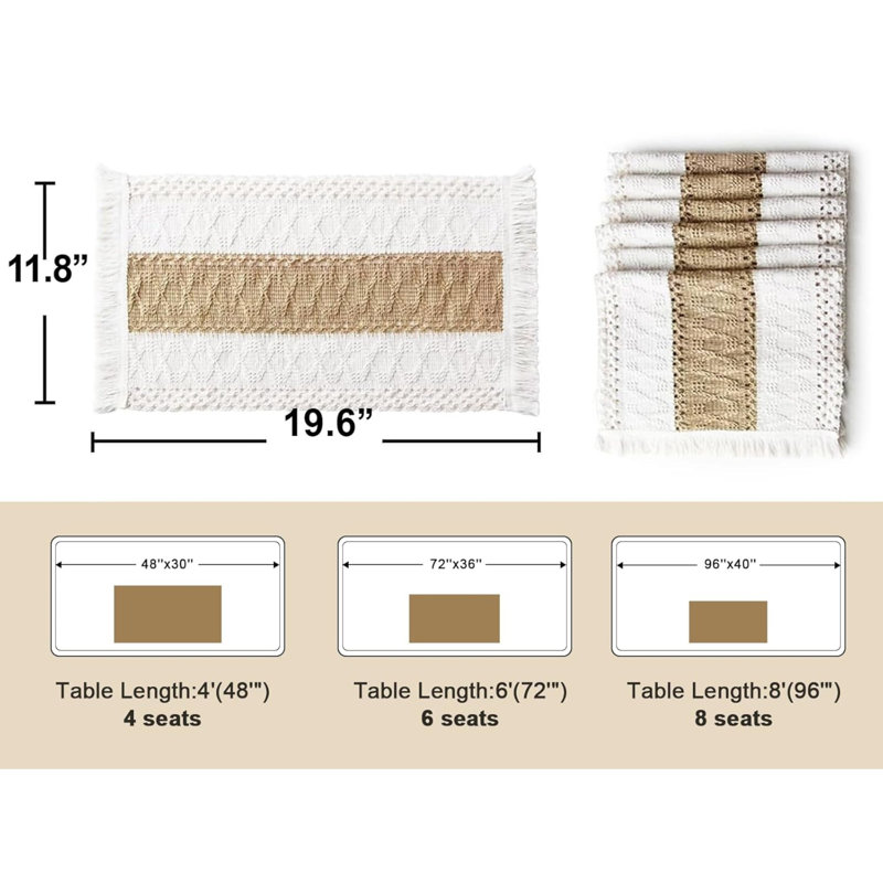 Ensemble de napperons en macramé beige et brun 6 pièces Boho Farmhouse