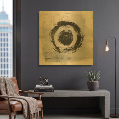 «Zen Circle II Crop» par Melissa Averinos, art mural en métal doré, 36 po x 36 po