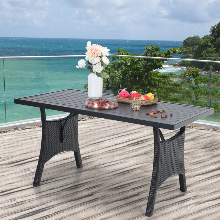 Alyah Rectangular Metal Outdoor Dining Table