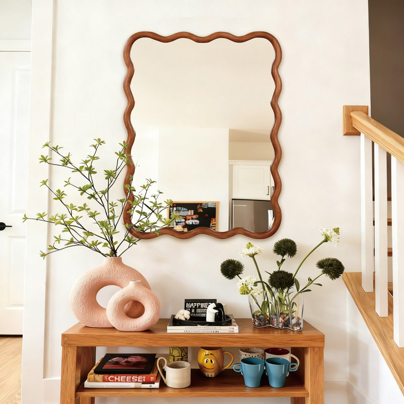 Miroir décoratif Wavy, Brun jaune, 40 po x 30 po