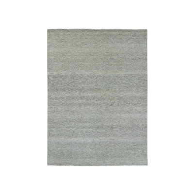 Tapis oriental rectangulaire gris en laine noué à la main 9 pi 0 po x 12 pi 4 po - MOA10279741