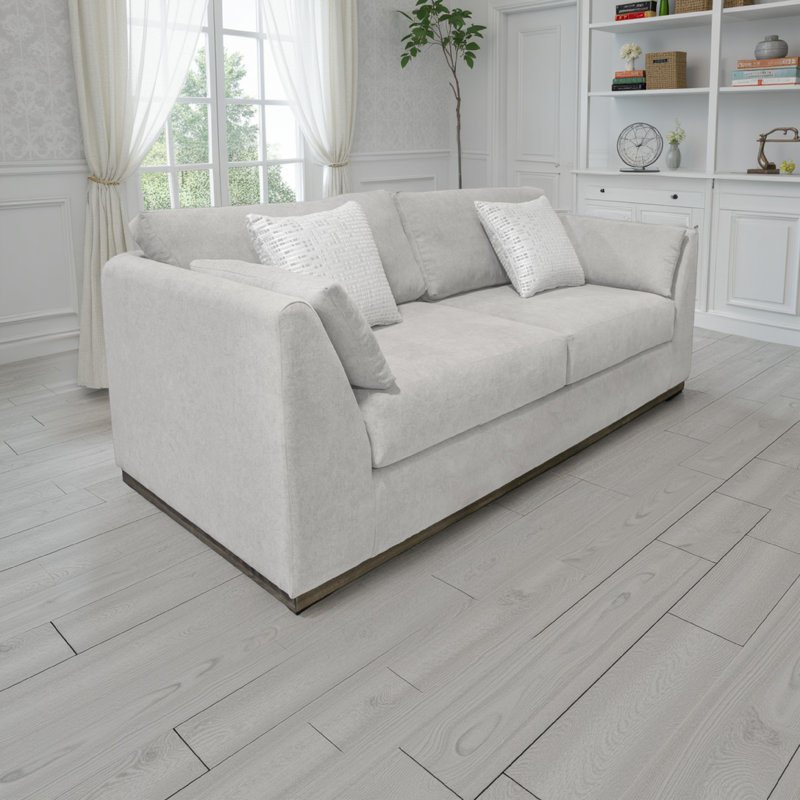Structure et base en bois Romul, canapé, Mélange de polyester gris, H 36,5 po x l 90 po x P 38,5 po