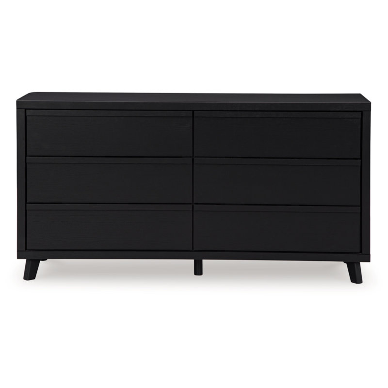 Modern Black 6-Drawer Dresser with Matte Finish