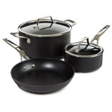 BergHOFF Essentials 5Pc Non-Stick Hard Anodized Cookware Starter Set With Glass Lids, Black