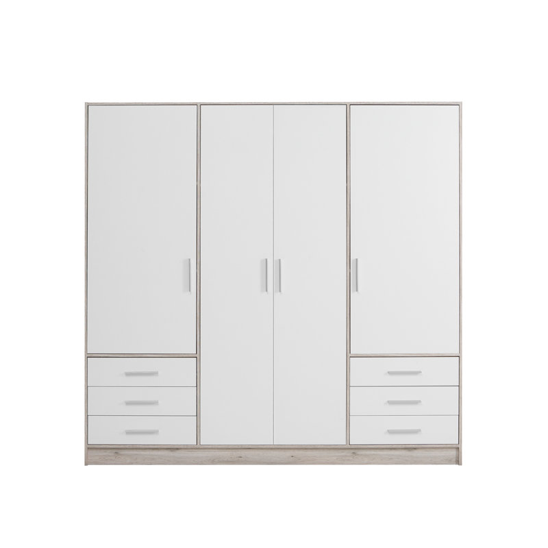 Ingram 4 Door Wardrobe, Sand Oak/White Matt