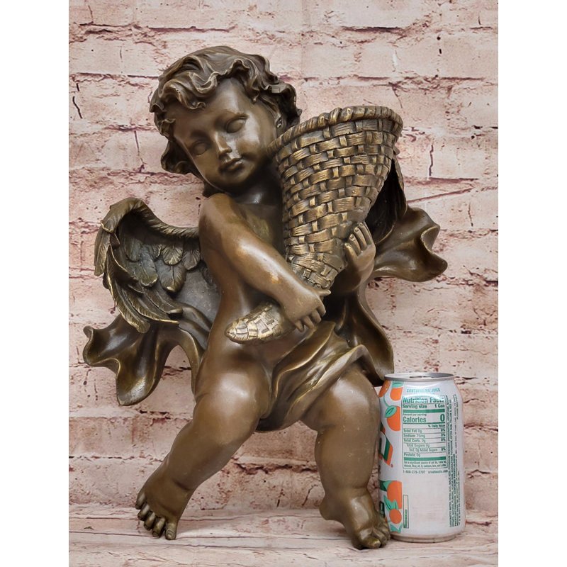 Hand Made A.Moreau Baby Girl Angel Putti Wall Mount Bronze Sculpture