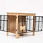 85 cm Dog Crate Furniture, Double Door Dog Cage with Welcome Sign & Side Hook for Small & Medium Dogs-886049654