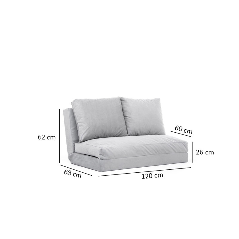 Canapé convertible de 72,8 po de largeur Clarington, 100 % polyester gris
