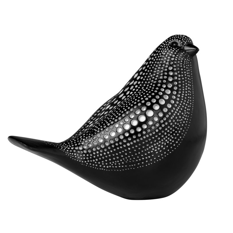 Morghan Dotted Tabletop Standing Bird Statue, Black