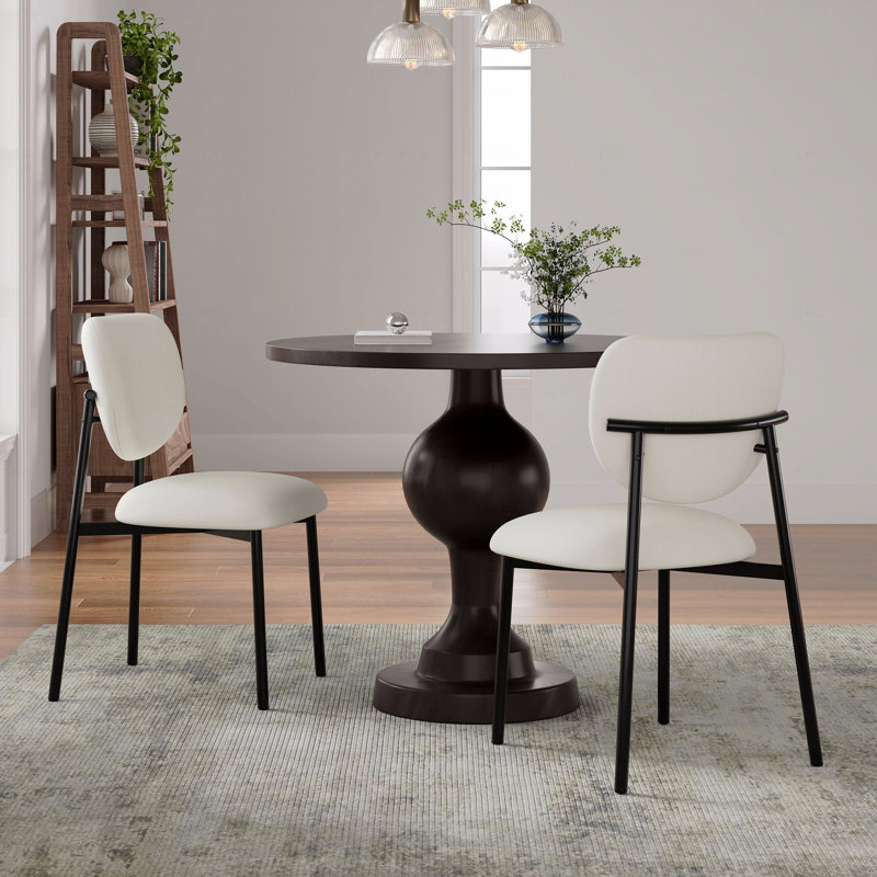 3 - Piece Dining Set,Upholstered Dining Chairs With Metal Legs & Round Dining Table