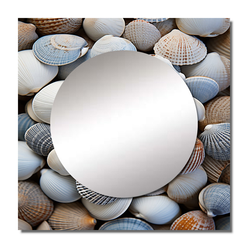 Photo de plage coquillage beauté V - animaux carrés salon miroir d'art, 36 po x 36 po