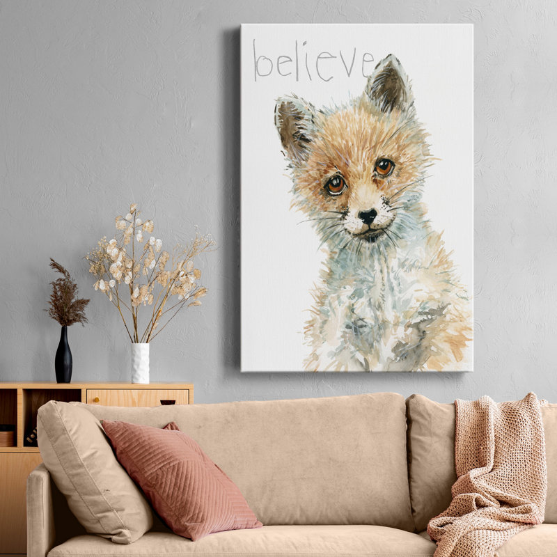 Reproduction d’art graphique sur toile tendue, « Forest fur baby Fox », H 20 po x l 16 po x P 1 po