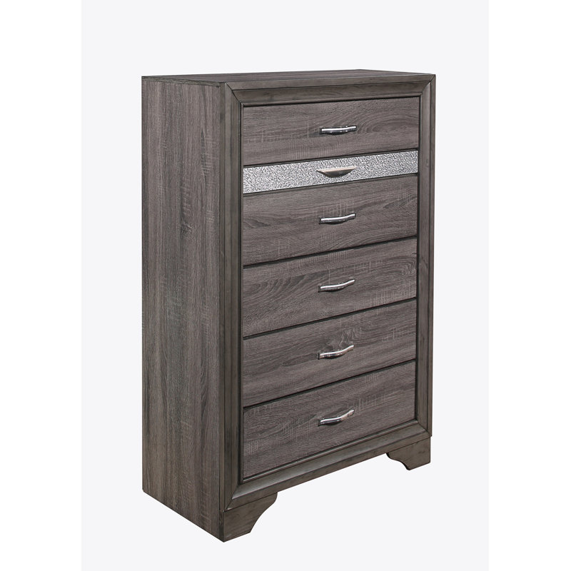 Commode verticale en bois manufacturé avec 5 tiroirs