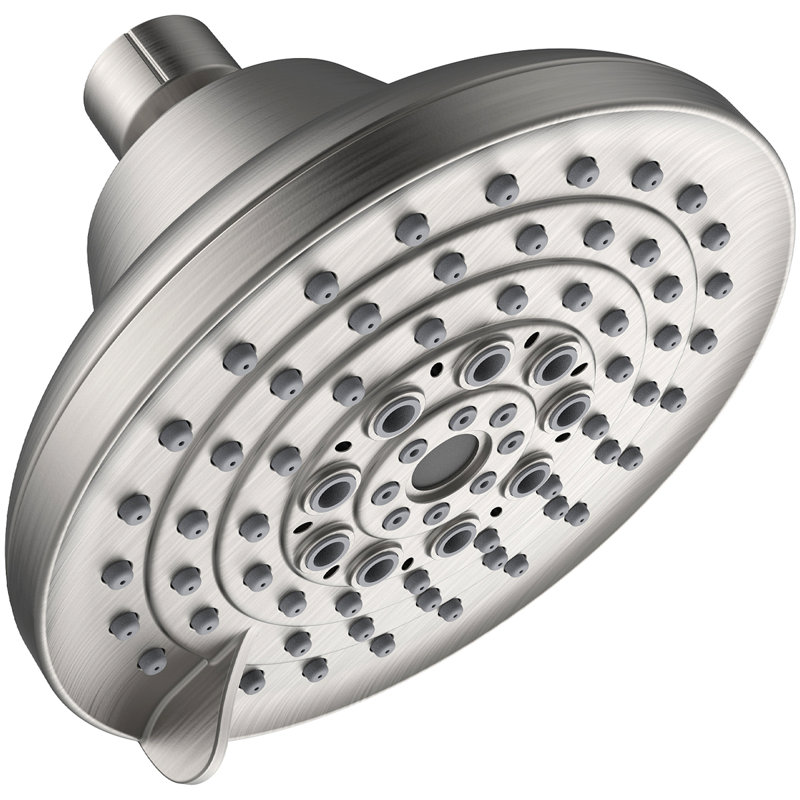 6 Spray Settings High Pressure Shower Head 5" Rain Fixed Showerhead - Brushed Nickel Adjustable Shower Head With Anti-Clogging Nozzles, Low Flow Easily Installation