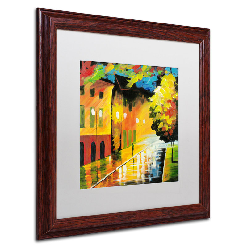 Colorful Street Light Landscape Giclee Canvas Art with Black Frame