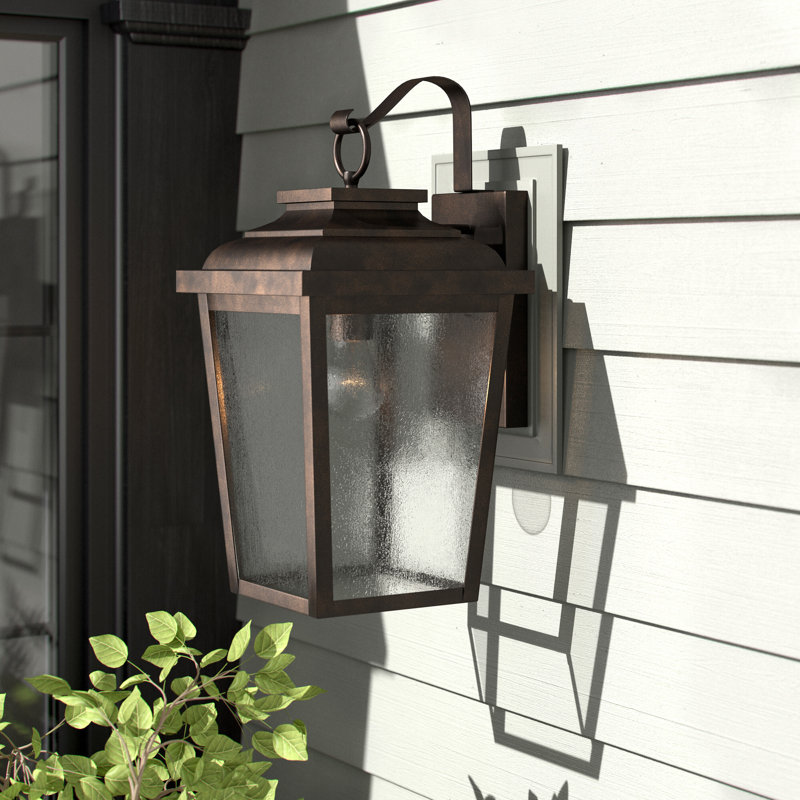 Lanterne murale d'extérieur 1 lumière DEL Mayhugh Chelesa Bronze, H 20,75 po x l 10,5 po x P 11,75 po