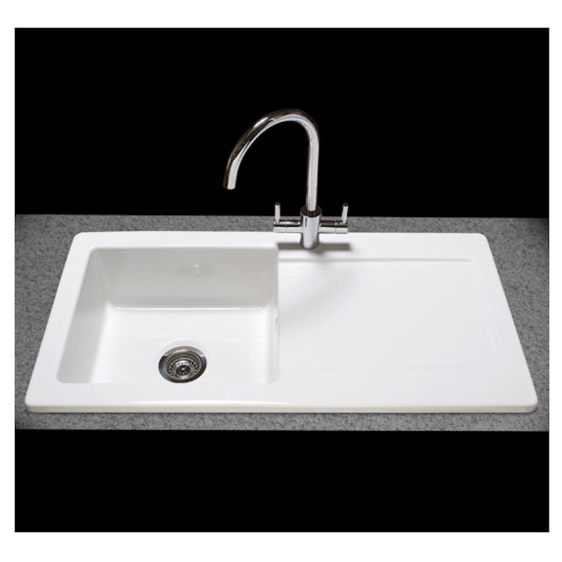 Évier en céramique à simple cuve avec égouttoir Rl504cw