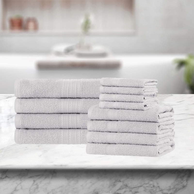 100% Cotton Sustainable Multi-Size Towel Set, Silver