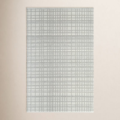 Lavande Hand-Woven Gray Plaid Rug
